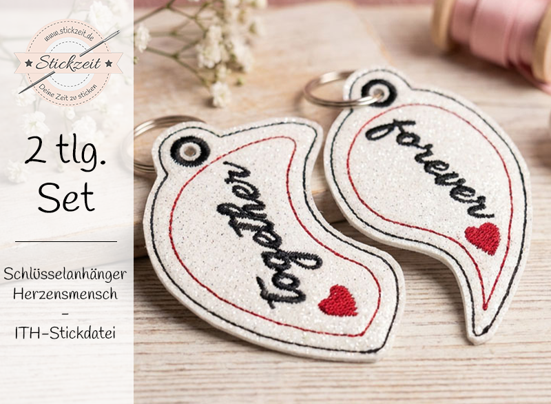 Herzensmensch Schlüsselanhänger - ITH-Stickdatei